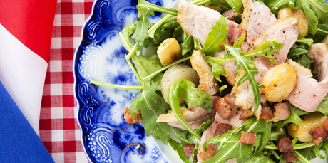Roast duck, shallot and garlic salad with mustard dressing. Photo / Babiche Martens