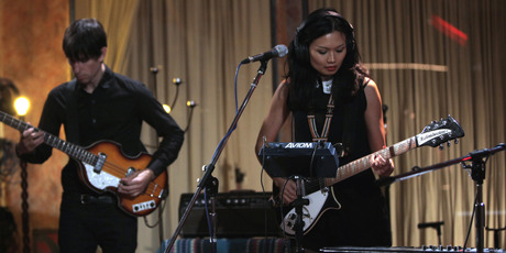 Bic Runga performing with OPOSSOM at their Sundae Sessions performance at York Street Studios. Photo / Matt Gerrrand