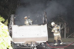 Fire crew members at the scene of the fire. Photo / Fraser Coast Chronicle
