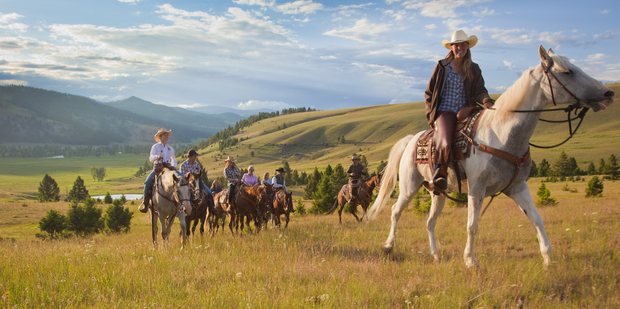 Visitors can engage in a vast selection of outdoor activities - including horseback riding - while staying at The Ranch at Rock Creek. Photo / Courtesy of The Ranch at Rock Creek