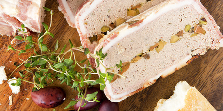 Chicken liver and pork terrine. Photo / Babiche Martens