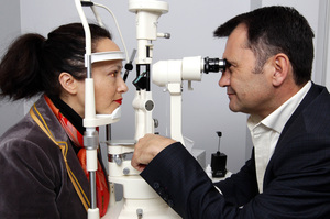 Penny Lewis at a post-Lasik check with Dr Justin Mora. Photo / Janna Dixon