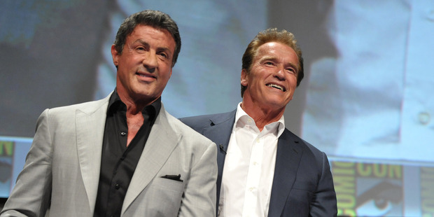 Sylvester Stallone and Arnold Schwarzenegger attend The Expendables Panel at Comic-Con on July 12, 2012 in San Diego. Photo / AP