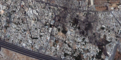 Satellite image provided by DigitalGlobe of the Qabun neighbourhood in Damascus. Photo / AP