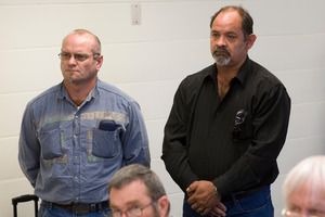 Tony Campbell (left) and Russell Mendoza appear in the Warkworth District Court. Photo / NZ Herald