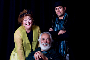 Actors Geraldine Brody, George Henare and Te Kohe Tuhaka perform in the play Awatea. Photo / Natalie Slade