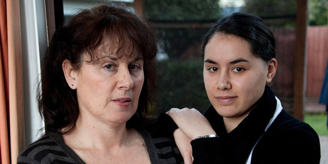James Takamore's partner Denise Clarke, and daughter Jenna. Photo / Simon Baker