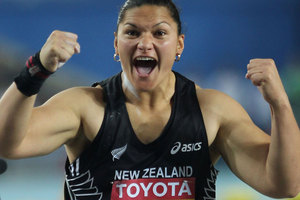 Defending Olympic shot put champion Valerie Adams is coming under pressure from rival Nadzeya Ostapchuk. Photo / Getty Images.