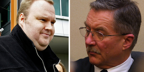 Kim Dotcom, left, and Judge David Harvey, who has surrendered his role in the extradition case against Dotcom after controversial comments about the US. Photos / File