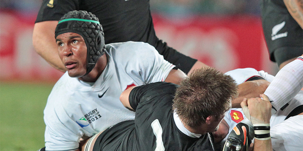 Thierry Dusautoir in action during the Rugby World Cup final. Photo / Greg Bowker