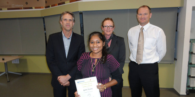 (L to R) Craig Marshall Labtest CEO, Remeny Weber, Steven Martin, Chief Operating Officer and front, Greta Pereira, ,medical secretary. Photo supplied