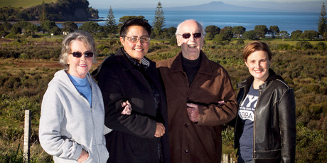 Wendy Cunningham (second from left) and her partner Mel Church with Mel's parents Sylvia and Arthur Church. Photo / Natalie Slade