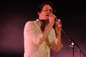 Zach Condon of Beirut at the Wellington Opera House. Photo / Don Fierro