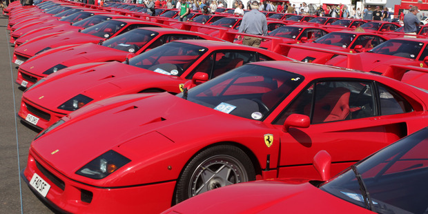 The largest collection of Ferrari F40s ever assembled in one place. Photo / Supplied