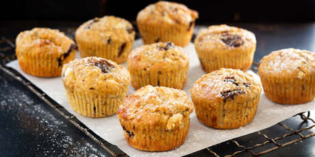 White and dark chocolate muffins with hazelnuts. Photo / Babiche Martens