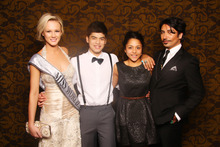 Mianette Broekman and Colin Mathura-Jeffree with a pupil and his date.  Photo / White Door Event Photography 