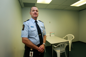 Customs officer Lloyd Smith in the room used for body examinations.
Photo / Doug Sherring