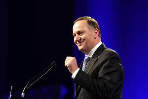 Prime Minister John Key addresses the National Party conference. Photo / Michael Craig