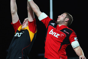 Brodie Retallick of the Chiefs competes with Luke Romano during their teams' last clash. Photo / Getty Images