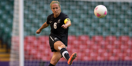 New Zealand Football Ferns captain Rebecca Smith during the opening match between New Zealand and Great Britian, held at Millennium Stadium, Cardiff, Wales. Photo / Brett Phibbs