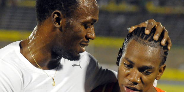 Yohan Blake, right, upset Usain Bolt, left, twice in the Jamaican Olympic trials. The duel between the two Jamaicans will be a Games highlight. Photo / AP.