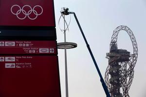 At first glance, the banners appeared so alien to some Arabic speakers that they thought they were written in Farsi. Photo / AP