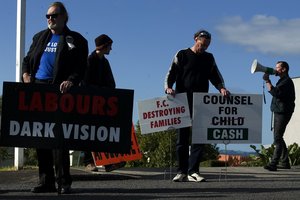 Union of Fathers members make their point. Photo / APN