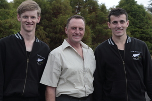 David Rumney (as Murray Halberg), Mark Clare (Arthur Lydiard) and Jed Gard'ner (Peter Snell) in the docu-drama The Golden Hour. Photo / Supplied