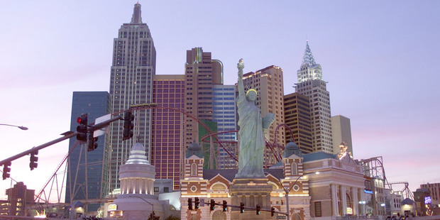 The strip in Las Vegas is five minutes' drive away from a three-bedroom house Tim Duffett bought for US$60,500 ($77,000). Photo / Kenny Rodger