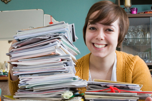 Auckland ZineFest organiser Tessa Stubbing with her collection of zines. Photo / Paul Estcourt