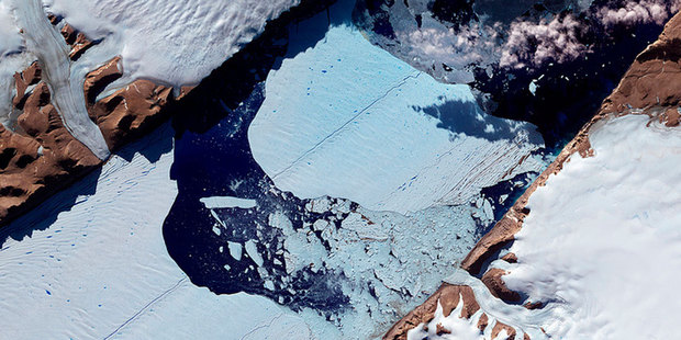 One of the images captured by satellite of an 'unprecedented' melting of Greenland's ice sheet. Photo / NASA