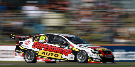 Russell Ingall was the fastest at yesterday's practice at the Ipswich, Queensland round of the V8 Supercars. Photo / Getty Images