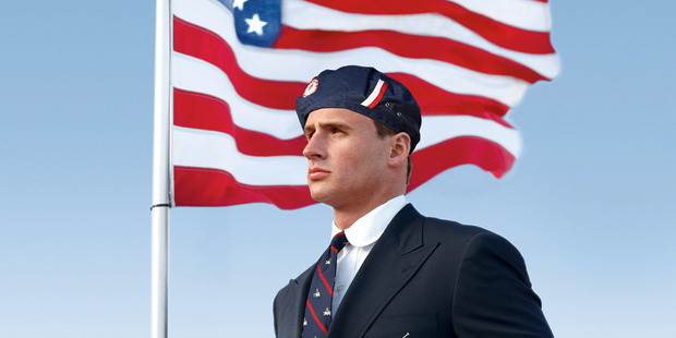 Ryan Lochte models the official Team USA Opening Ceremony Parade Uniform. The swimmer is too busy for a girflriend, says his mother Ike. Photo / AP
