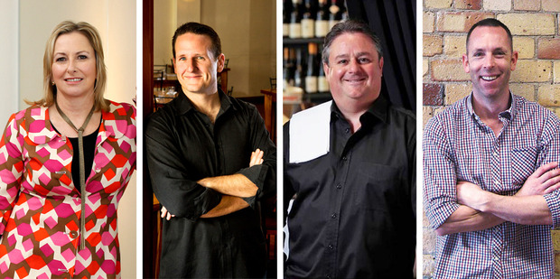 Food stars: Soul Bar's Judith Tabron, Vivace's Steven Mckenzie, O'Connell St Bistro's Chris Upton and Tyler St Garage and Ebisu's Brendan Turner. Photos / Steven McNicholl/Babiche Martens/Supplied
