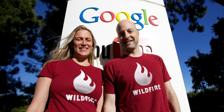 Kiwi Victoria Ransom (left) and Alain Chuard founded Wildfire, which has been sold to Google for a reported US$250 million ($307 million). Photo / Google