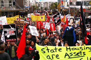 One of the recent protests against planned asset sales. Photo / Doug Sherring