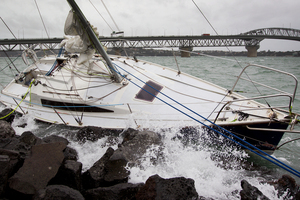 Recreation was damaged when it hit Westhaven rocks, but owner Ian Millar is looking forward to racing it again. Photo / Sarah Ivey