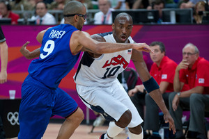 Kobe Bryant and the US 'Dream Team' triumphed over San Antonio Spurs superstar Tony Parker and France 98-71. Photo / Brett Phibbs