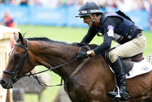 Mark Todd and Campino are a strong medal chance at the 2012 Olympics overnight. Photo / AP