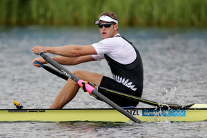 New Zealand rower Mahe Drysdale in action in the Semifinal of the Men's Single Sculls. Photo / Brett Phibbs