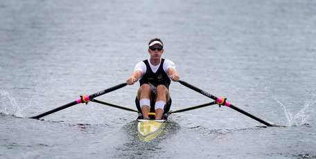New Zealand rower Mahe Drysdale in action in Heat 4 of the Men's Single Sculls, at Eton Dorney during the 2012 London Olympics. 28 July 2012 New Zealand Herald Photograph by Brett Phibbs