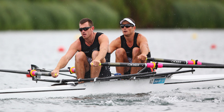 Nathan Cohen and Joseph Sullivan are a medal chance in the men's double scull tonight. Photo / Getty Images