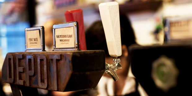 Al Brown's Depot Eatery serves wine from the tap. Photo / Alex McVinnie-Maidment