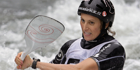 Luuka Jones competes in the women's K1 canoe slalom on Tuesday morning. Photo / Daily Post