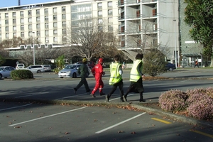 Students outside Canterbury University. Photo / Christchurch Star