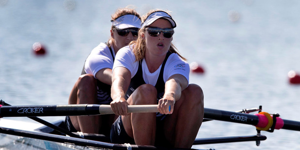 Rebecca Scown and Juliette Haigh will race in the women's pair final tonight. Photo / Brett Phibbs
