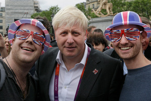 A Chinese blogger described London Mayor Boris Johnson, getting up to all kinds of stupidity, foolishness, loveliness and silliness while looking like a typical British gentleman. Photo / AP