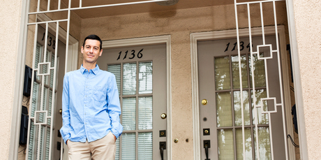 International art buyer Isha Welsh outside his home in Los Angeles. Photo / Babiche Martens