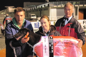 John McInerney (right), son Jonathon and his partner Kerry O'Connor with one of their stars, Emily Baxter. Photo / Supplied