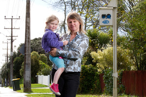 Jennifer Conlon and daughter Emma want more active traffic calming measures in their neighbourhood. Photo / Steven McNicholl